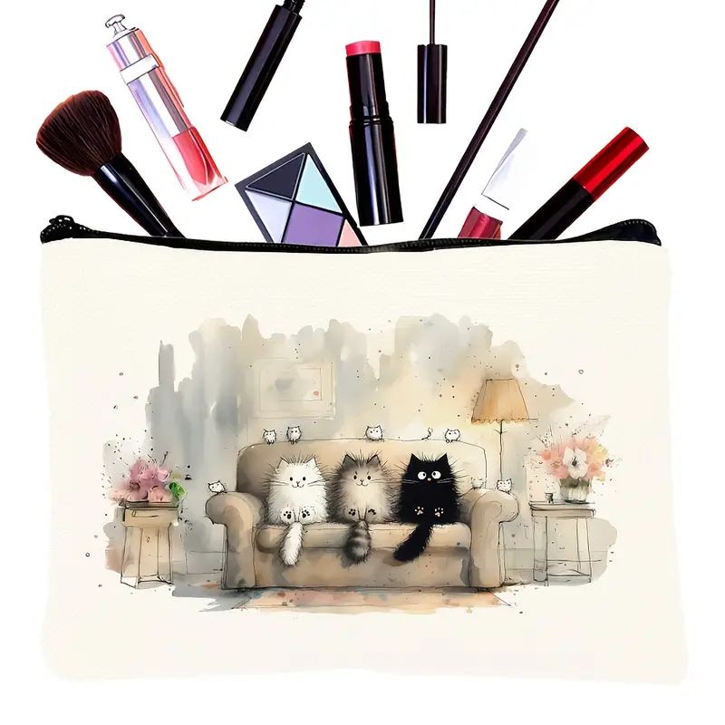 Lässige Schultertasche mit Katzenmuster