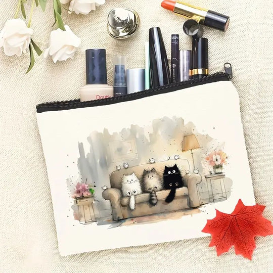 Lässige Schultertasche mit Katzenmuster