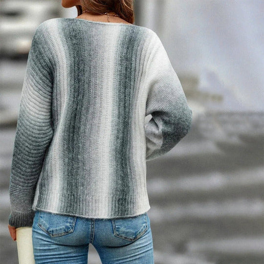 Lässiges, dehnbares Strickpullover mit Farbverlauf