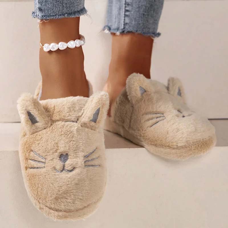 Flauschige Plüsch-Schuhen mit Cartoon-Katzen-Design