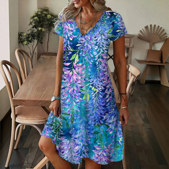 Vintage Kleid mit Blattmuster