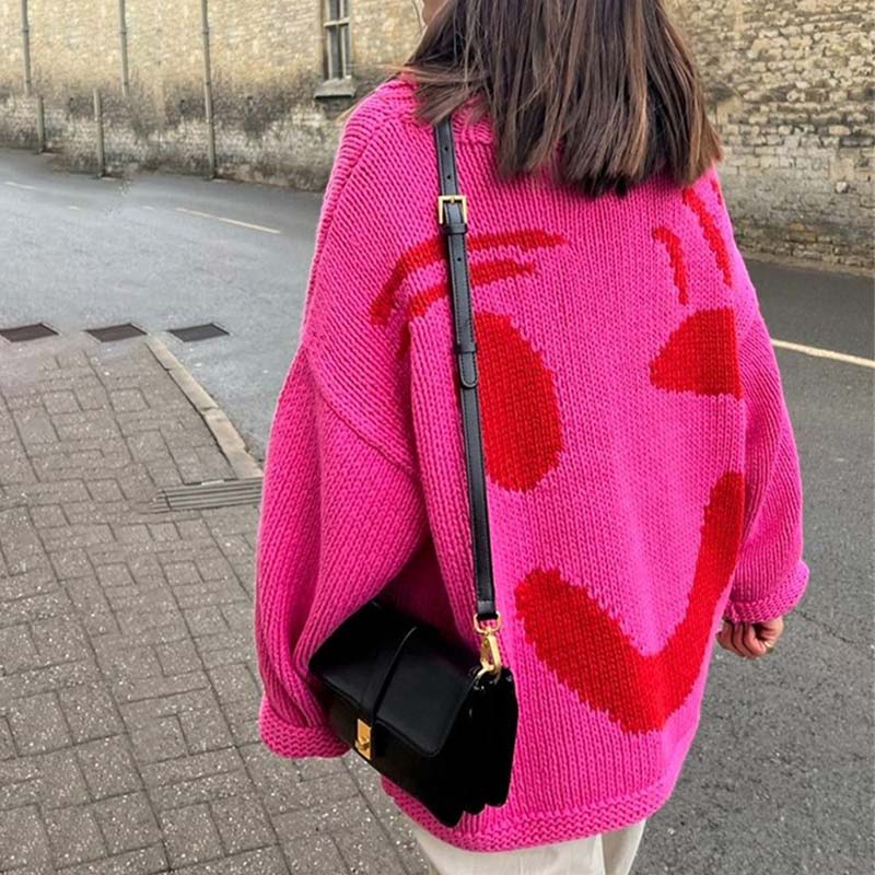 Lässiger Strickpulli mit Smiley-Motiv