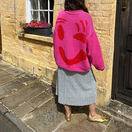Lässiger Strickpulli mit Smiley-Motiv