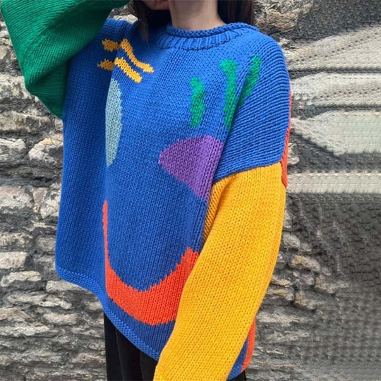 Lässiger Strickpulli mit Smiley-Motiv