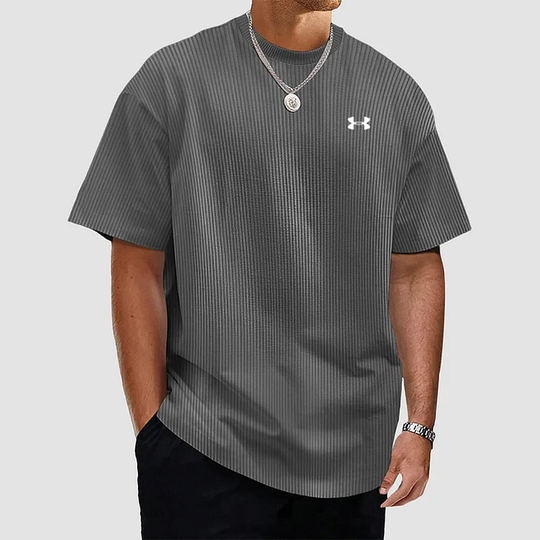 Unifarbenes, strukturiertes, schnelltrocknendes T-Shirt für Männer