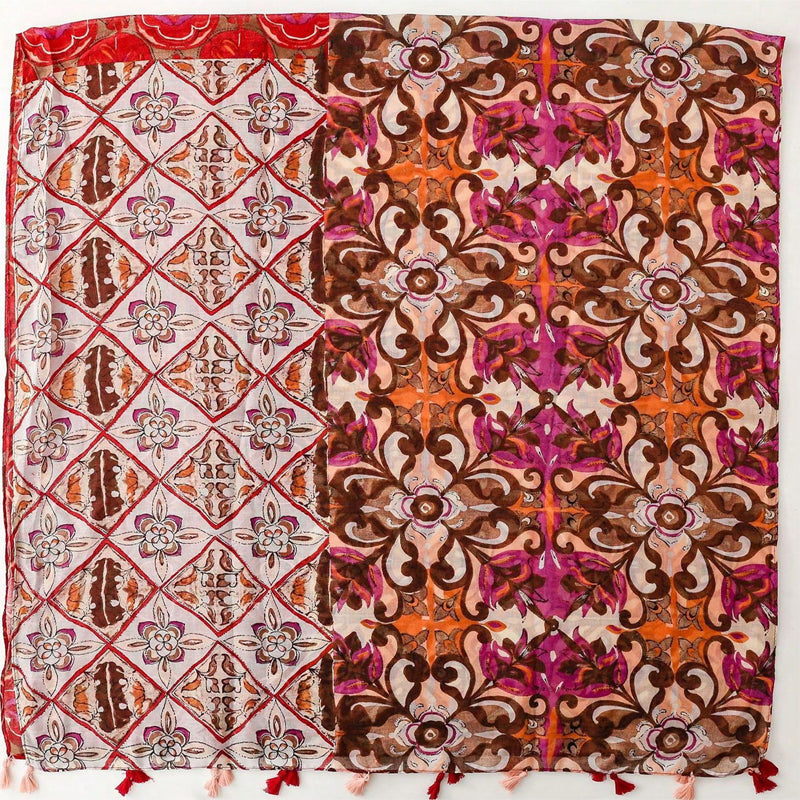 Vintage bedruckter Blumen-Schal