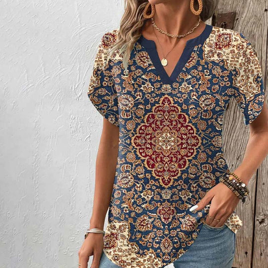 Vintage Ethnisches Bedrucktes T-Shirt