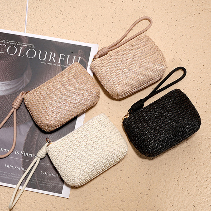 Vintage-Coinbörse aus Stroh