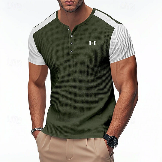 Herren Henley-T-Shirt mit Kontrastfarben