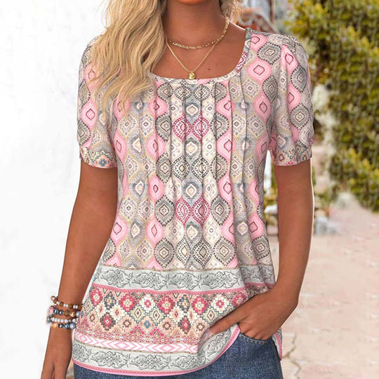 Bluse mit Ethnischem Vintage-Print