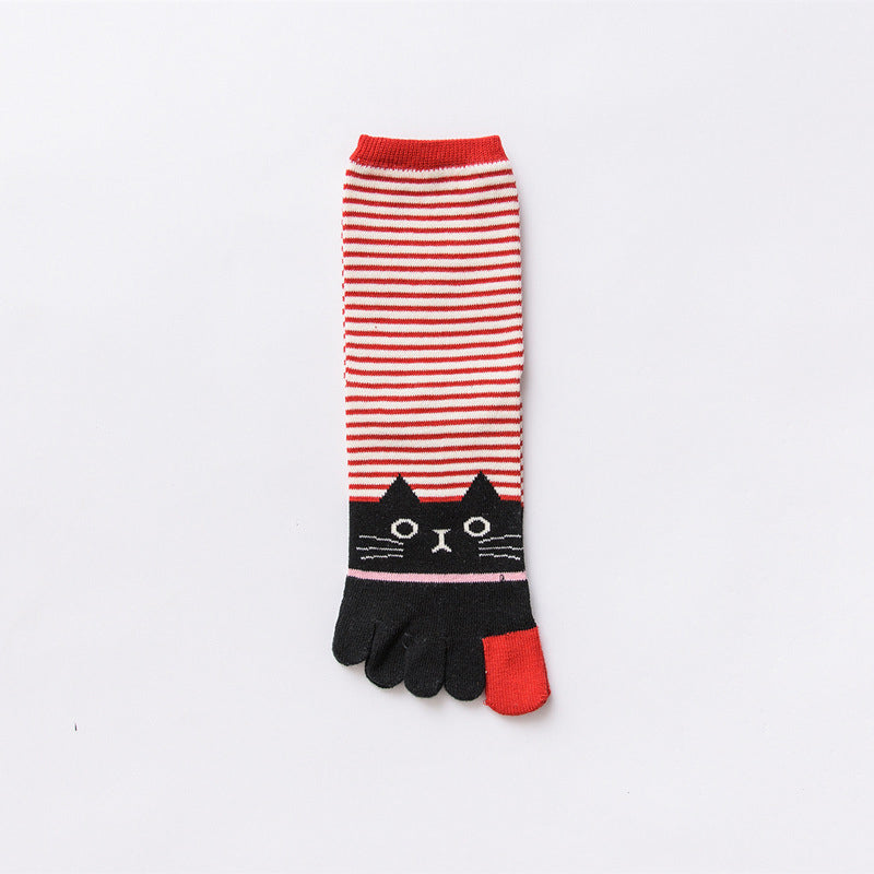 Fünf-Zehen-Socken mit tierischem Cartoon-Design