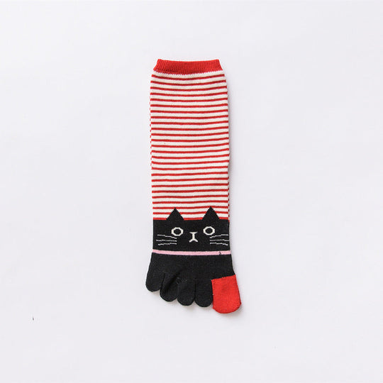 Fünf-Zehen-Socken mit tierischem Cartoon-Design