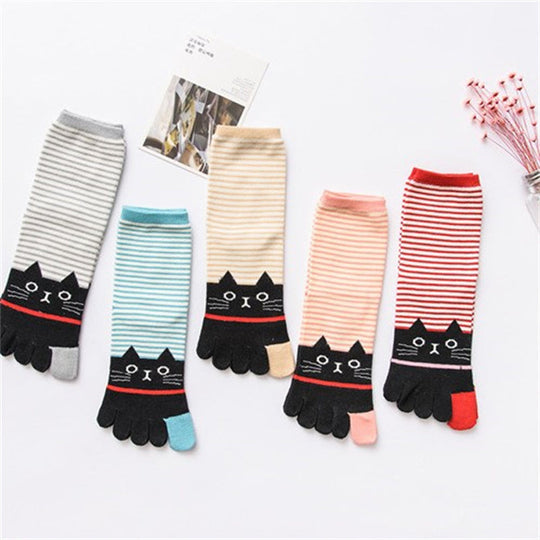 Fünf-Zehen-Socken mit tierischem Cartoon-Design