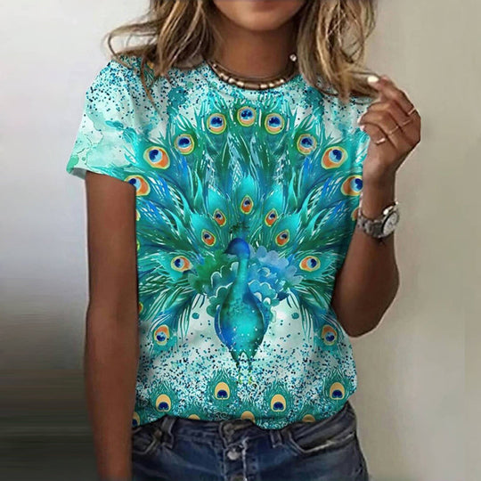 Vintage Pfau Druck T-Shirt