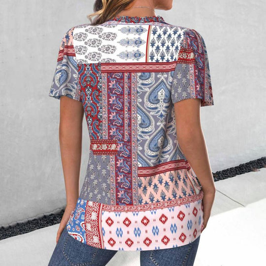 Bluse mit Ethnischem Vintage-Print