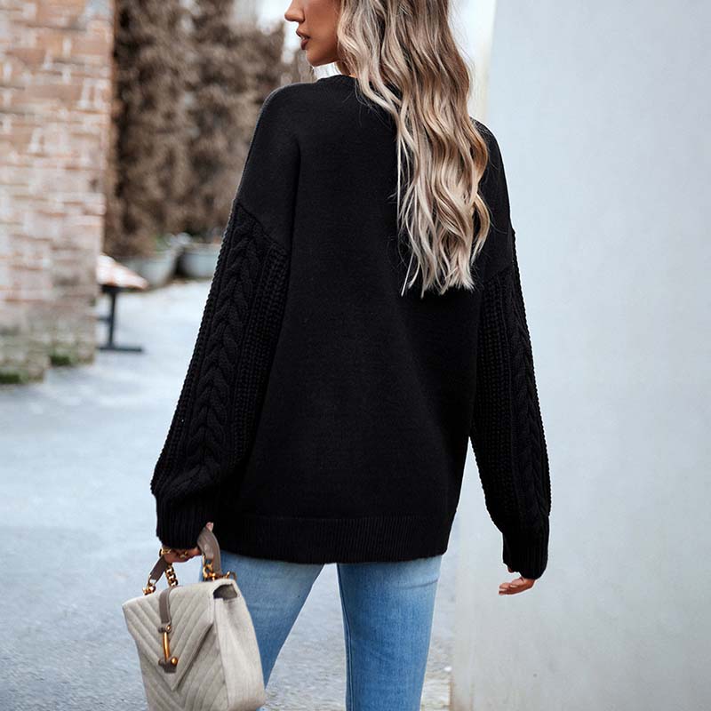 Lässiger Strickpullover in uni Farbe