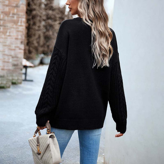 Lässiger Strickpullover in uni Farbe