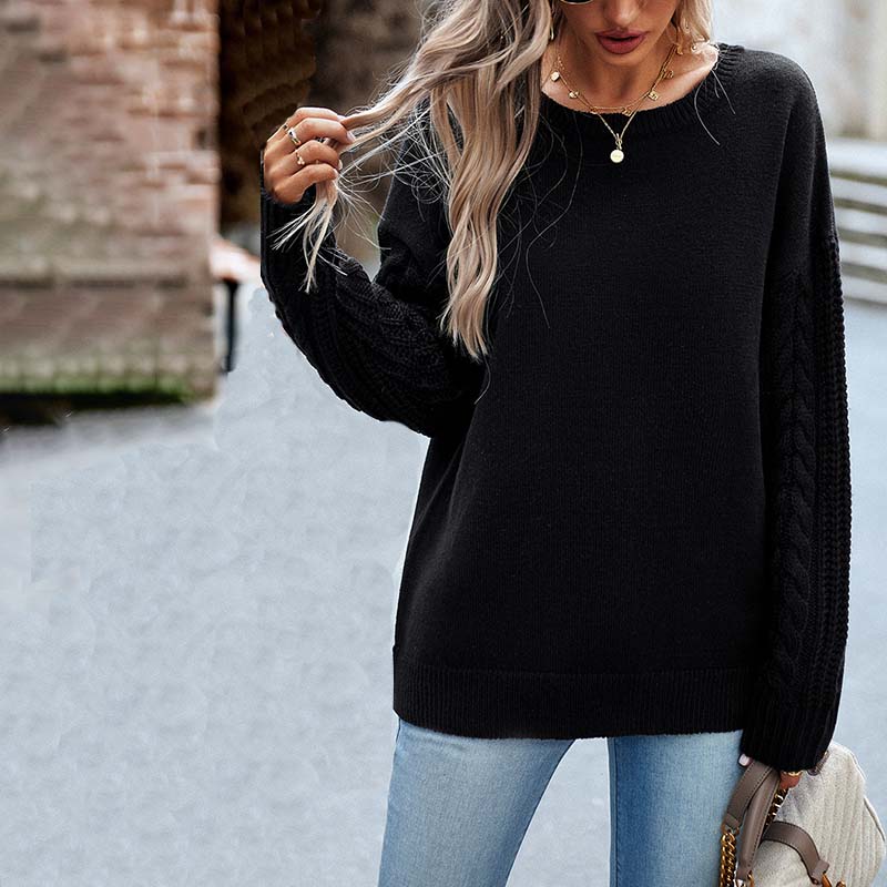 Lässiger Strickpullover in uni Farbe