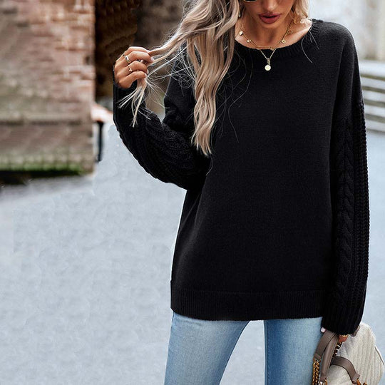 Lässiger Strickpullover in uni Farbe