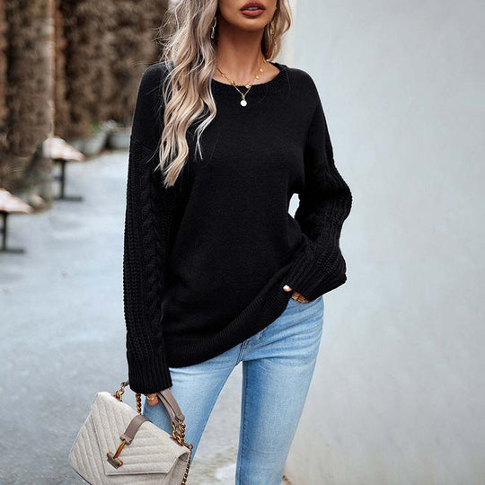 Lässiger Strickpullover in uni Farbe