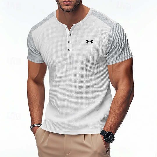 Herren Henley-T-Shirt mit Kontrastfarben