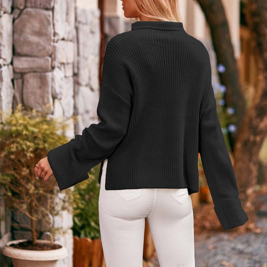 Lässiger einfarbiger Strick-Pull-Over