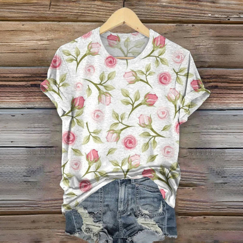 Vintage-Blumenmuster-T-Shirt