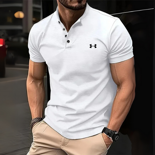 Herren-Poloshirt mit Knopfleiste und Henry-Kragen