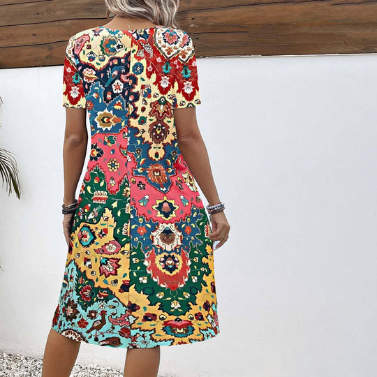 Vintage Ethnischer Druck Kleid