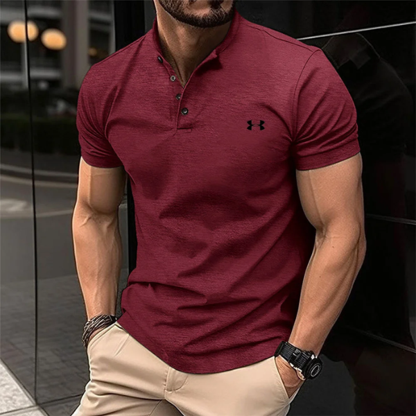 Herren-Poloshirt mit Knopfleiste und Henry-Kragen