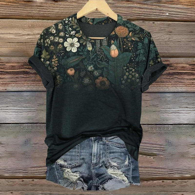 Vintage Blumenmuster-T-Shirt