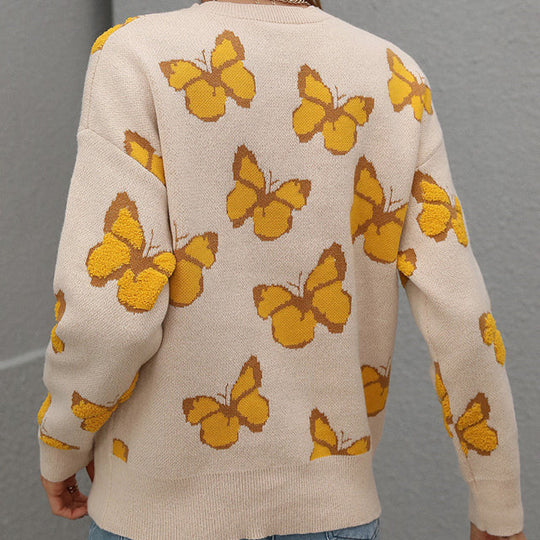 Lässiger Pullover mit Schmetterlingsmuster