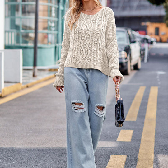 Lässiger Strick-Kabel-Pullover