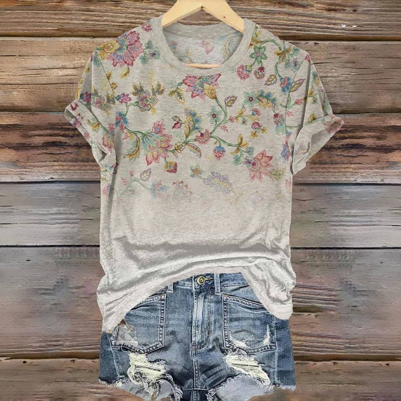 Vintage floral bedrucktes T-Shirt