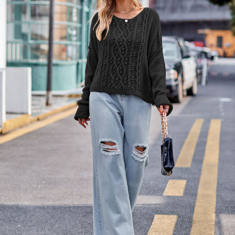 Lässiger Strick-Kabel-Pullover