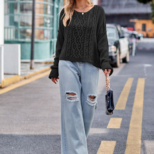 Lässiger Strick-Kabel-Pullover