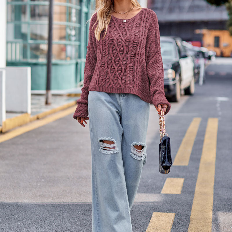 Lässiger Strick-Kabel-Pullover