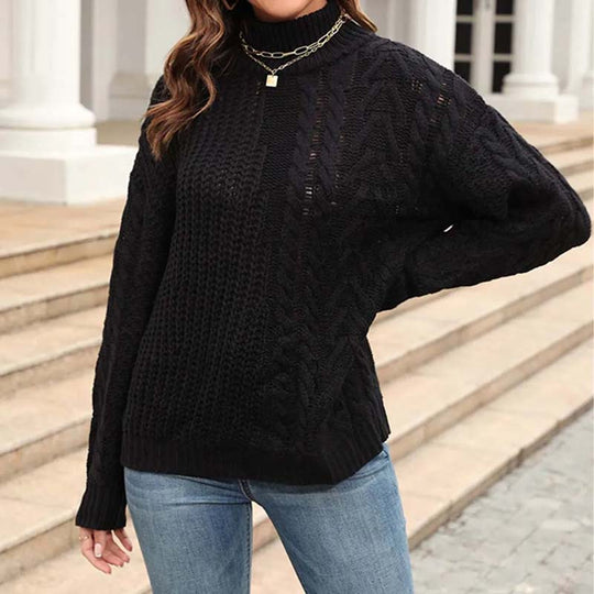 Lässiger Strickpullover mit Zopfmuster