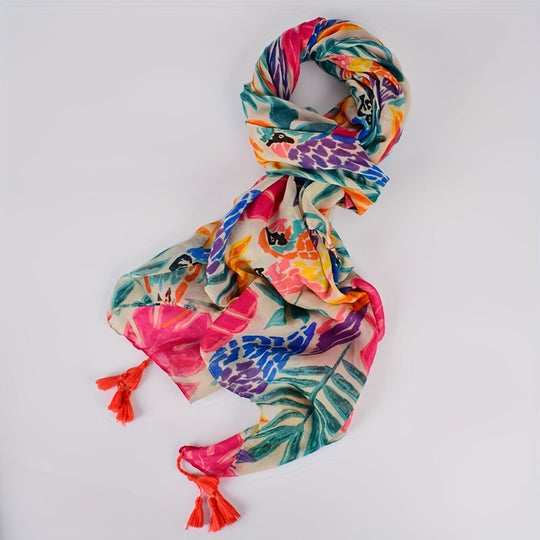 Schal mit buntem Blättermuster