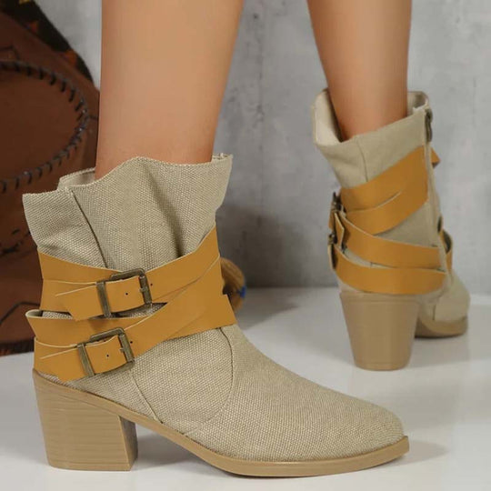 Vintage-Stiefeletten mit Keilabsatz