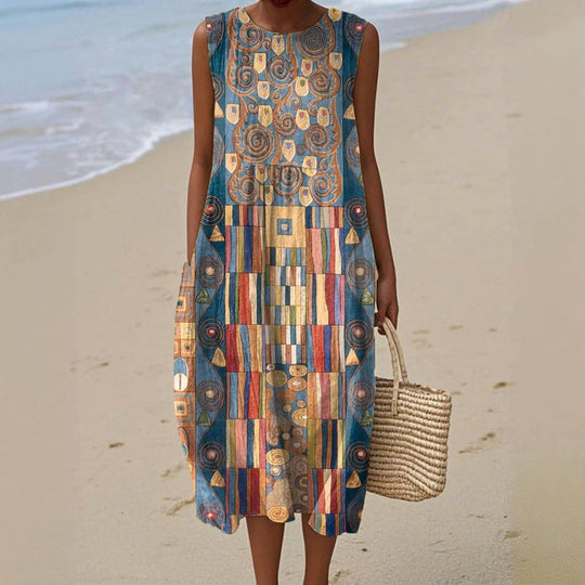 Kleid mit buntem geometrischem Druck