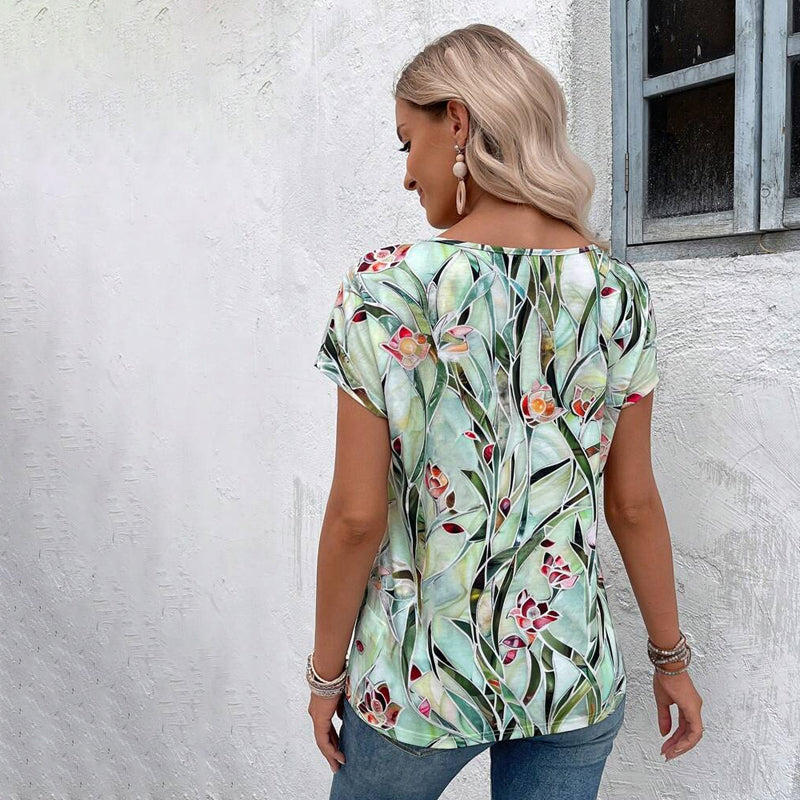 Vintage bedrucktes T-Shirt mit Blumenmuster