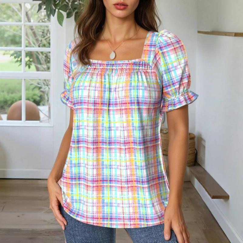 Bluse mit buntem Karomuster