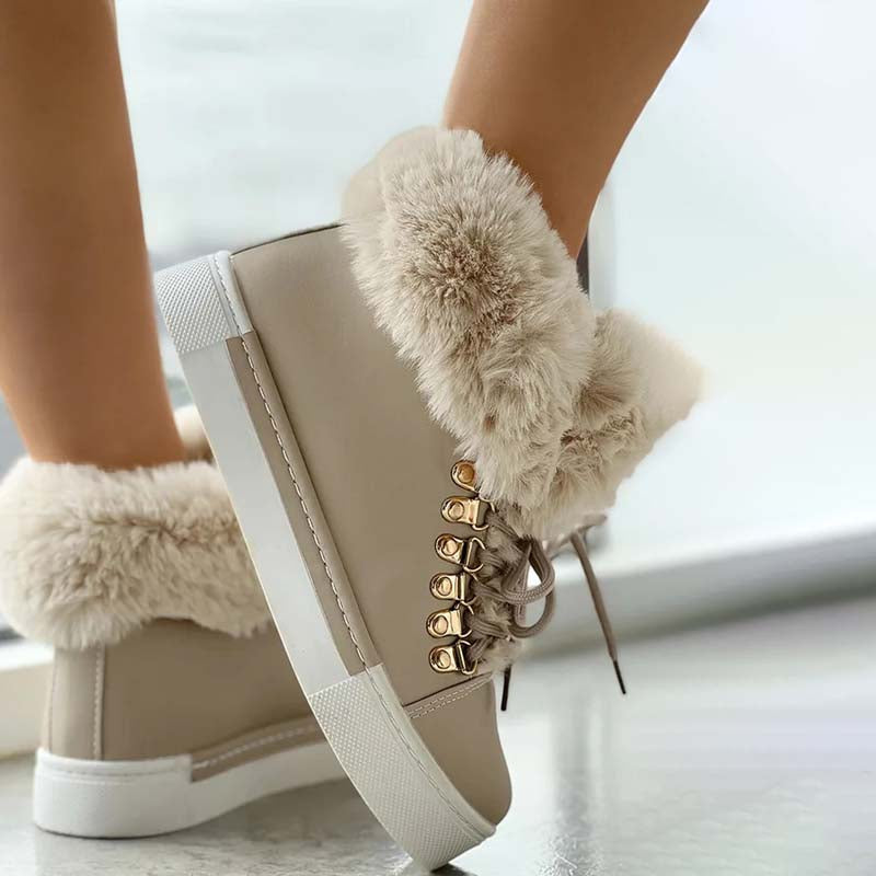 Plüsch-Plattformstiefel warm