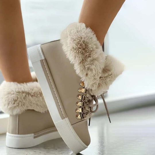 Plüsch-Plattformstiefel warm