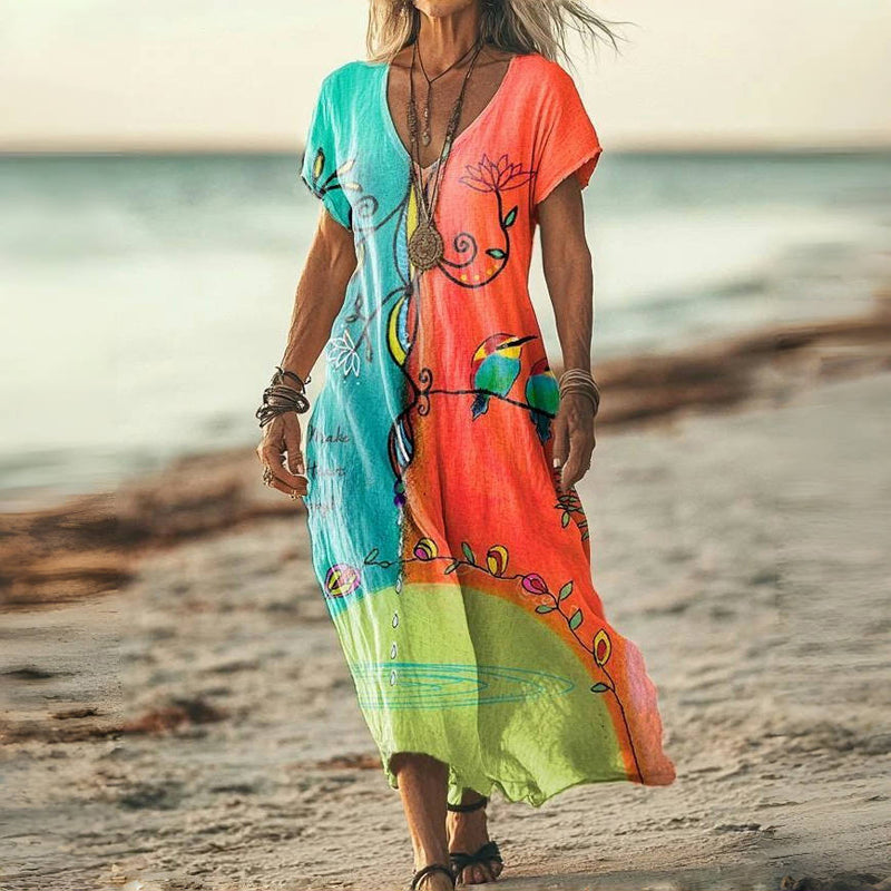 Vintage-Kleider mit Farbblockdesign