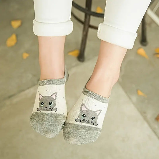 Legere Socken mit Katzenmuster