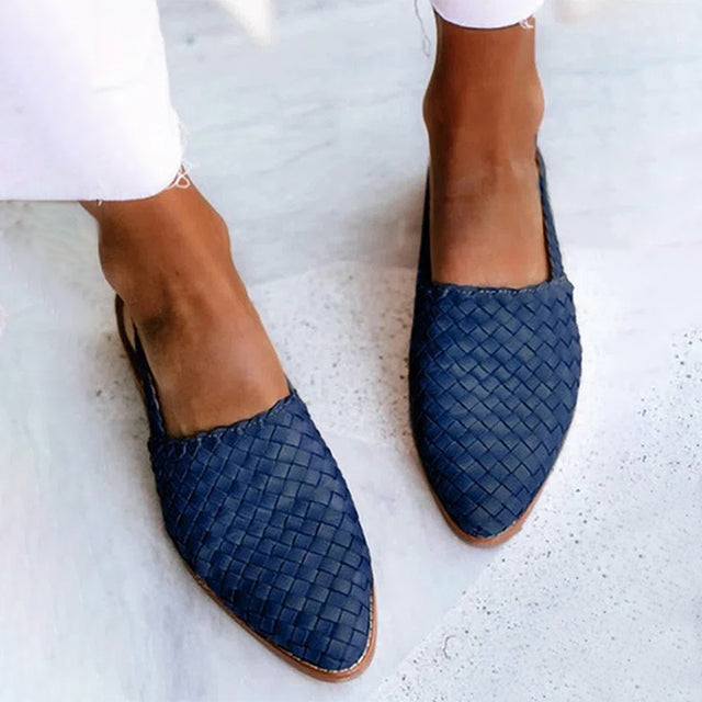 Vintage Spitzwedges aus geflochtenem Leder