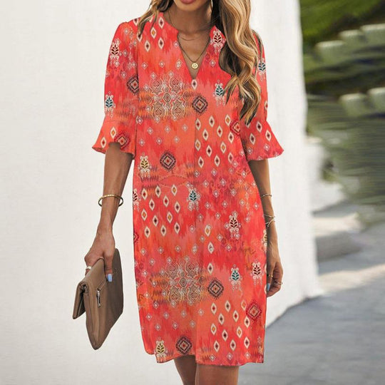 Vintage Ethnischer Druck Kleid