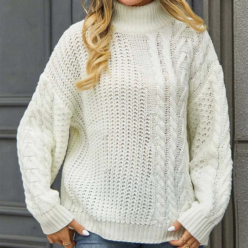 Lässiger Strickpullover mit Zopfmuster